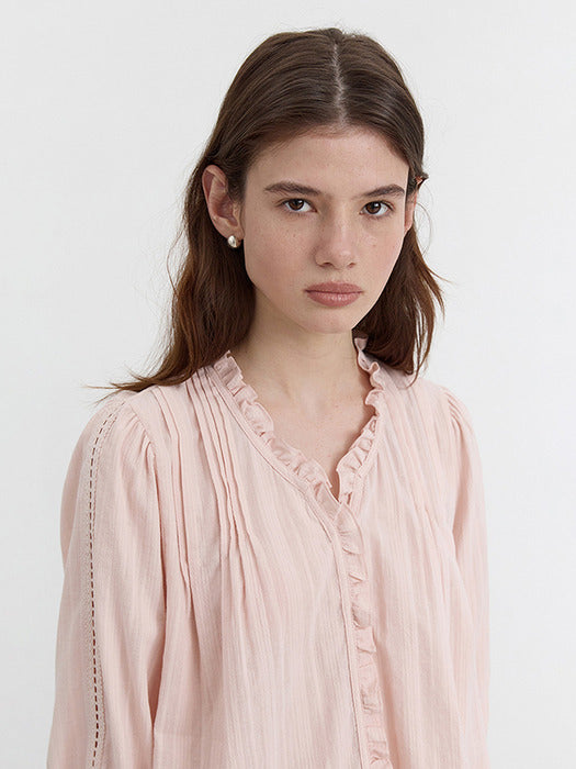 [dunst] JANE FRILL BLOUSE SOFT PINK_UDBL5B222P1