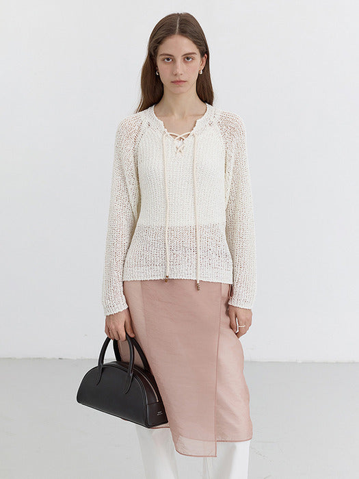 [dunst] CROCHET EDGE TRIM KNIT CREAM_UDSW5B226CR