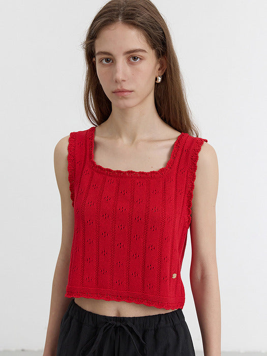 [dunst] BUSTIER KNIT TOP RED_UDSW5B224R2