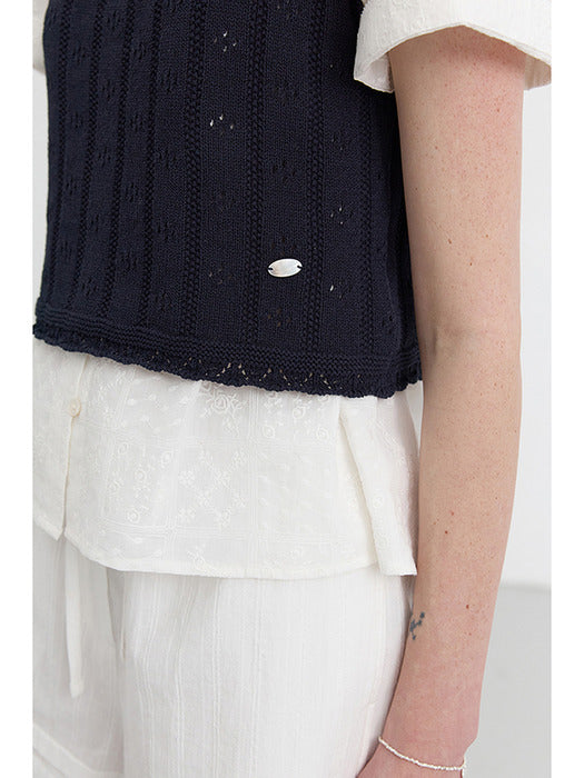 [dunst] BUSTIER KNIT TOP FRENCH NAVY_UDSW5B224N2