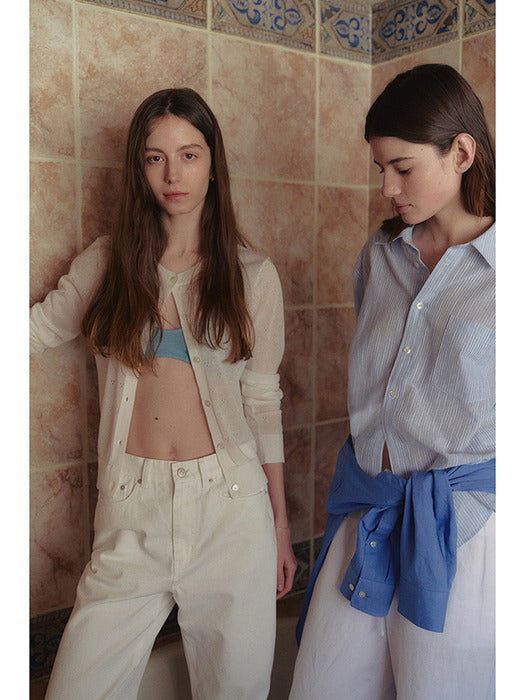 [dunst] CREWNECK SHEER CARDIGAN IVORY_UDSW5B221IV