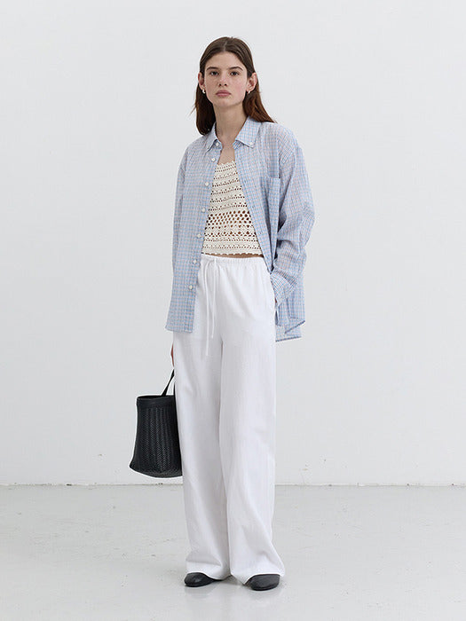 Dunst Unisex Classic Check Overshirt Soft Blue Check