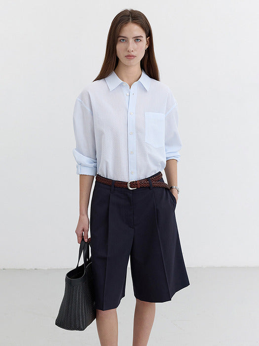 Dunst Unisex Classic Overshirt Soft Blue Stripe