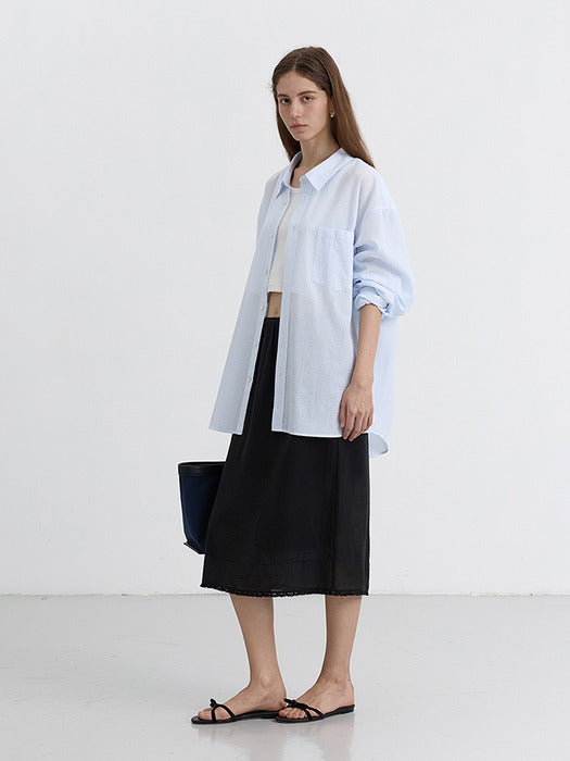 Dunst Unisex Classic Overshirt Soft Blue Stripe