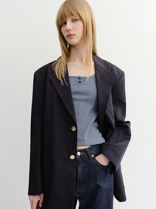 Dunst Unisex Classic Linen Jacket Navy