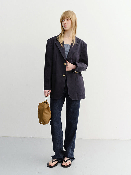 Dunst Unisex Classic Linen Jacket Navy