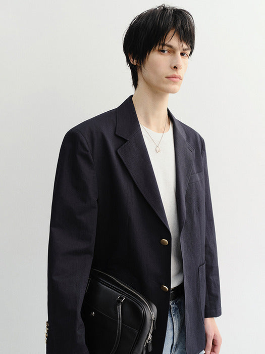Dunst Unisex Classic Linen Jacket Navy