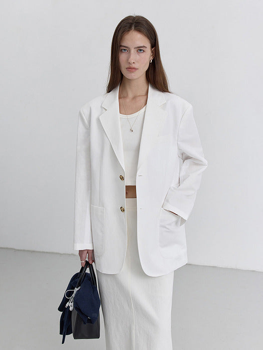 Dunst Unisex Classic Linen Jacket White