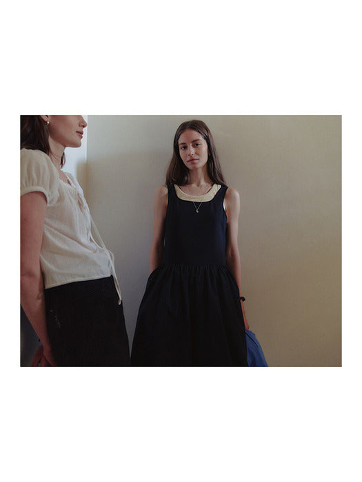 [dunst] JERSEY MIXED LONG DRESS BLACK_UDDR5B223BK