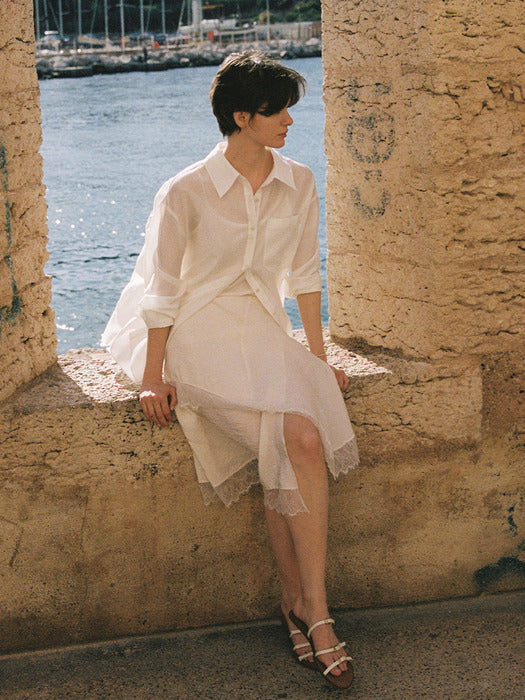 Loeuvre See-through Oversized Lace-up Shirt