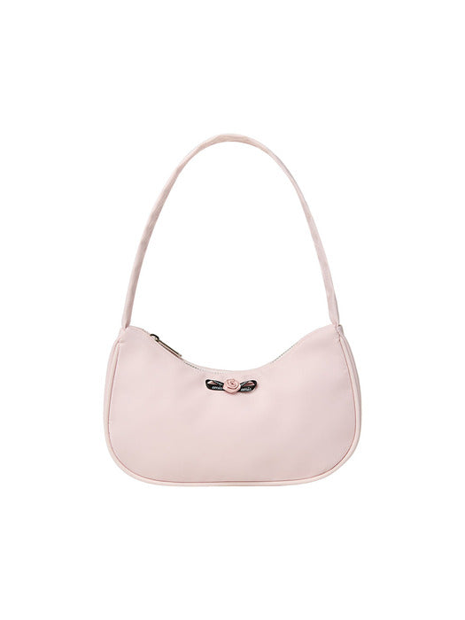 [emis] MINI CORSAGE APPLIQUE HOBO BAG-PINK