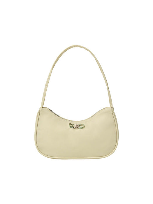 [emis] MINI CORSAGE APPLIQUE HOBO BAG-BEIGE