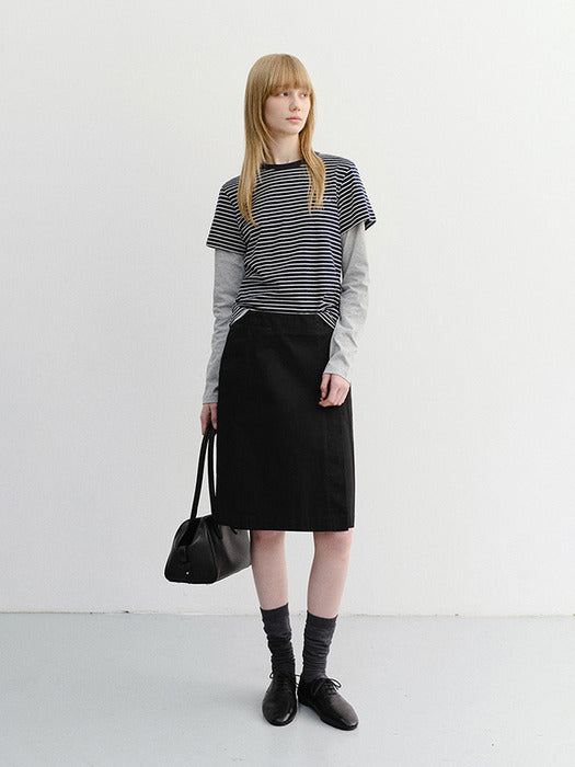 Dunst Essential Stripe Logo T-Shirt Navy Cream Stripe