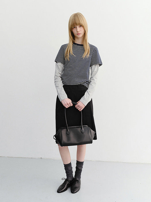 Dunst Essential Stripe Logo T-Shirt Navy Cream Stripe