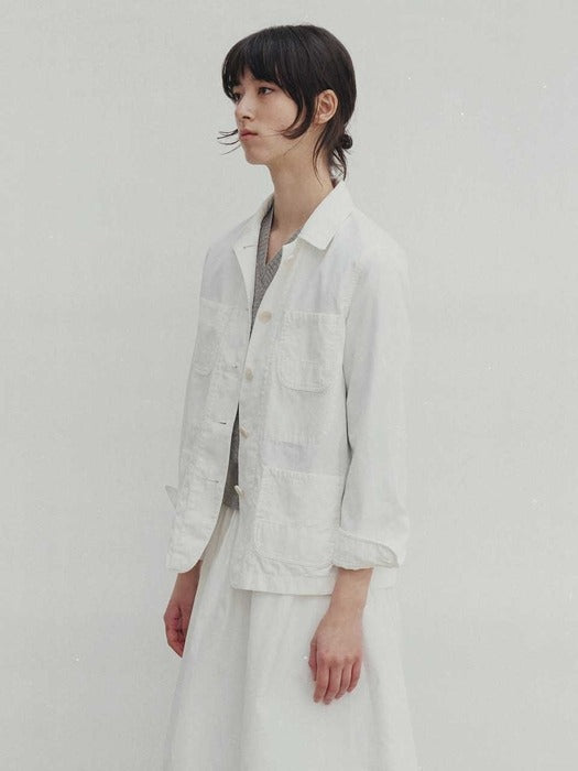 Cotton work jacket (White)