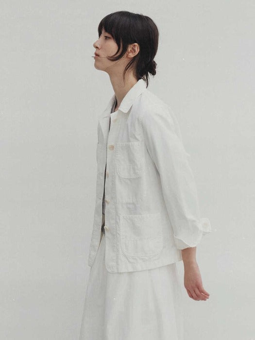 Cotton work jacket (White)