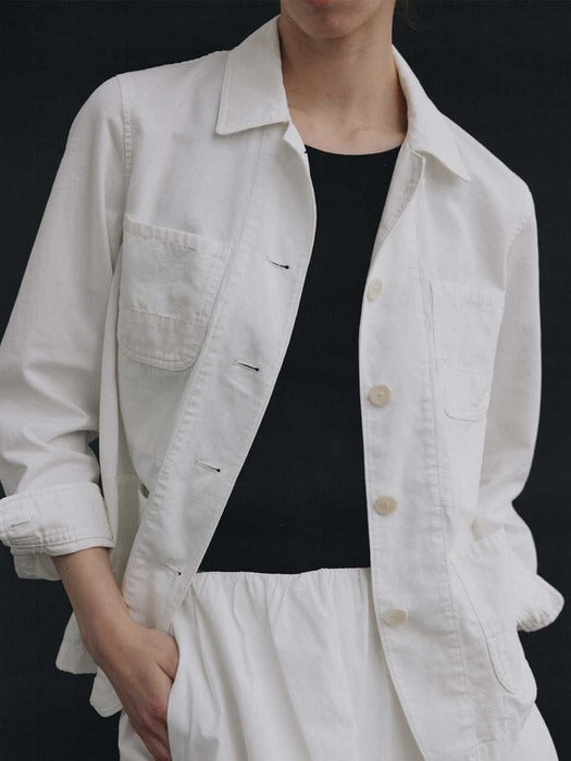 Cotton work jacket (White)