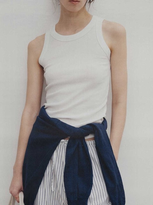 Elodie cotton tank top (White)