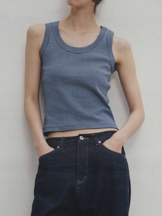 [nothing written] Sailor sleeveless top (Blue)