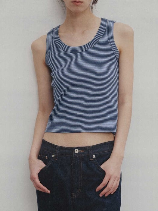 [nothing written] Sailor sleeveless top (Blue)