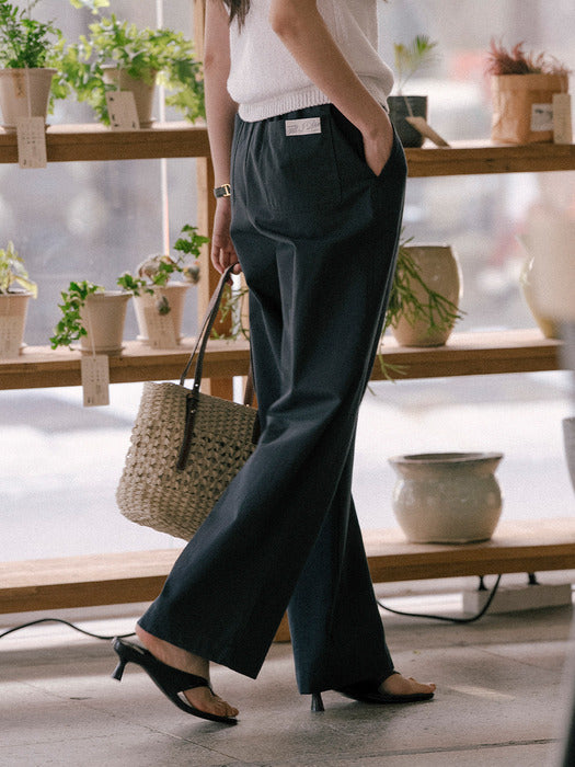 Tillidie Cotton wide pants Navy