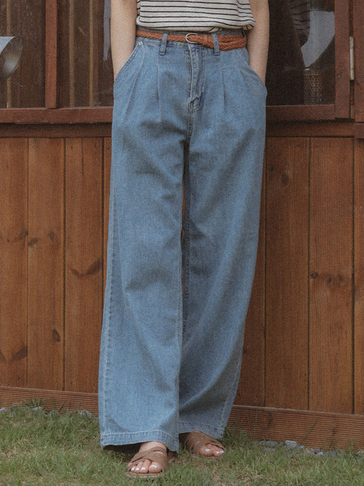 [TILLIDIE] Textured washing classic denim pants TISU01DP01_Blue