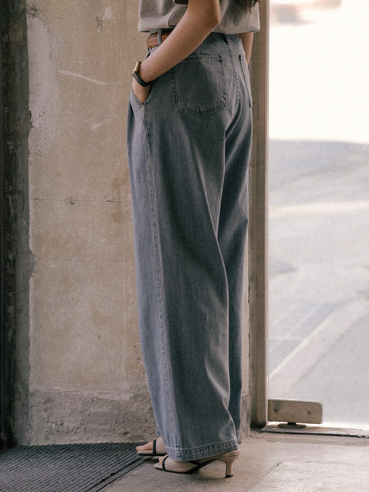 Tillidie Textured washing classic denim pants Blue