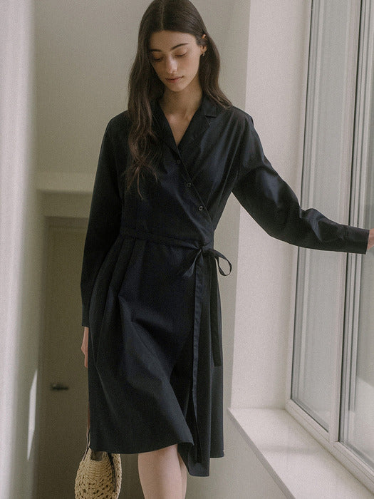 [TILLIDIE] Wrap dress TISU01OP06_Navy