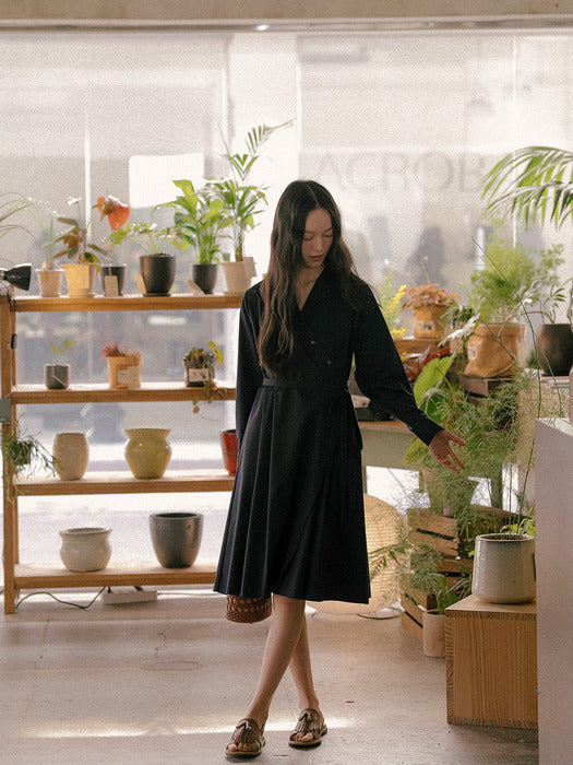 [TILLIDIE] Wrap dress TISU01OP06_Navy