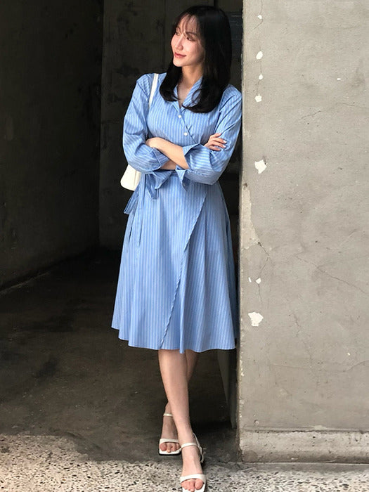 [TILLIDIE] Wrap dress TISU01OP05_Blue