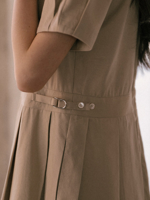 [TILLIDIE] V-neck long dress TISU01OP01_Beige