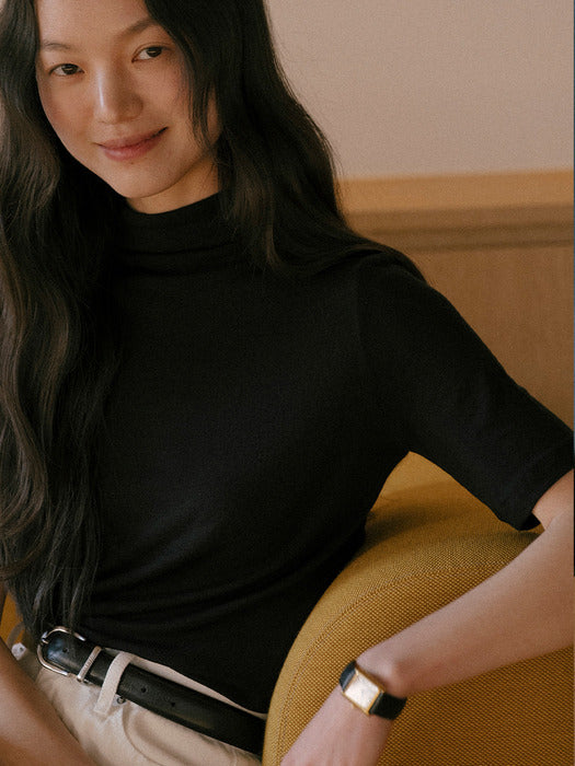 [TILLIDIE] Pure comfort high tencel t-shirt_Black