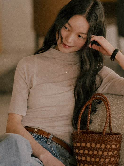 [TILLIDIE] Pure comfort high tencel t-shirt_Beige