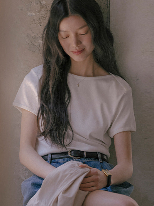 Tillidie Bunny half sleeve volume ringer t-shirt Ivory