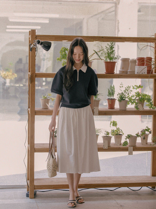 [TILLIDIE] Collar basic cotton t-shirt TISU01TS05_Navy