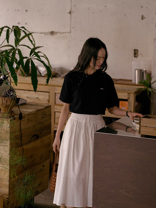 [TILLIDIE] Unbalanced collar button t-shirt TISU01TS15_Navy