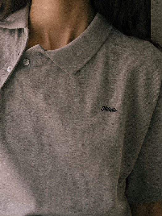 Tillidie Unbalanced collar button t-shirt Melange gray