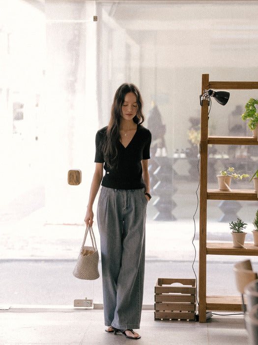 [TILLIDIE] Cozy wrap detail knit TISU01TN03_Black