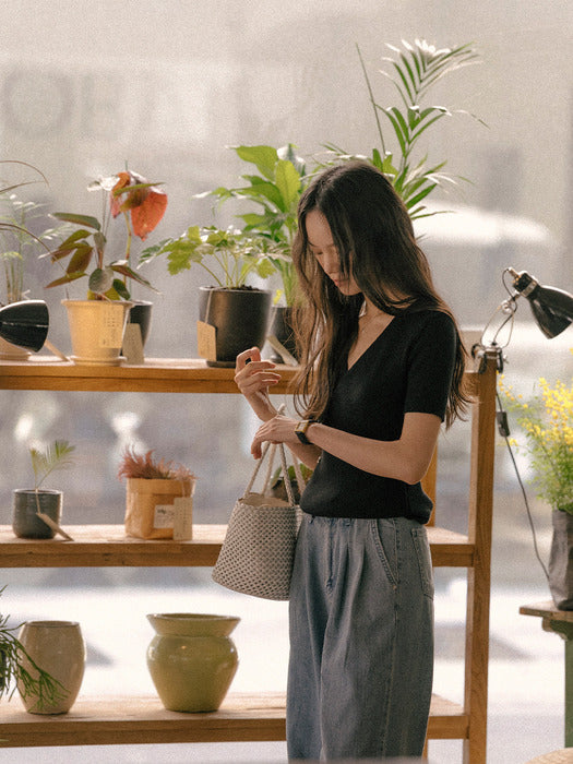 [TILLIDIE] Cozy wrap detail knit TISU01TN03_Black