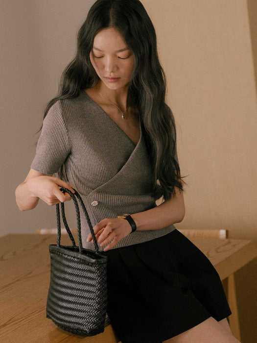 [TILLIDIE] Cozy wrap detail knit TISU01TN02_Melange