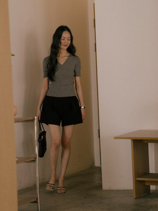 [TILLIDIE] Cozy wrap detail knit TISU01TN02_Melange