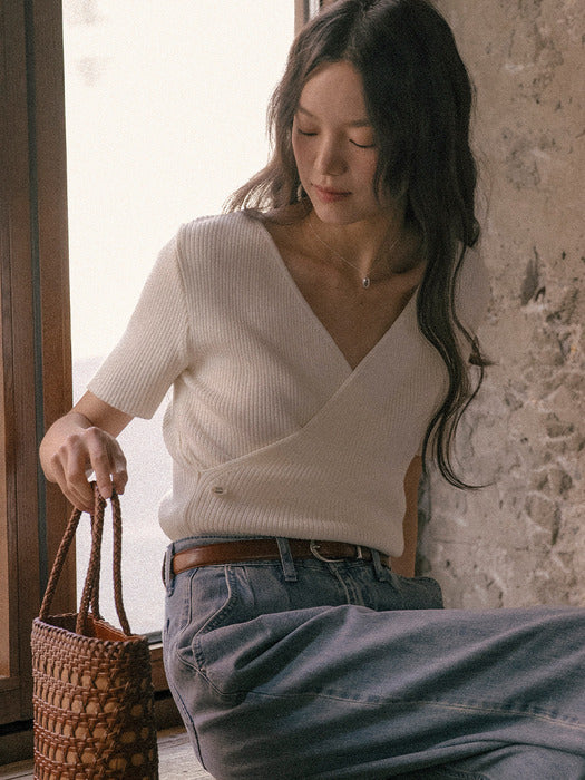 [TILLIDIE] Cozy wrap detail knit TISU01TN01_Ivory