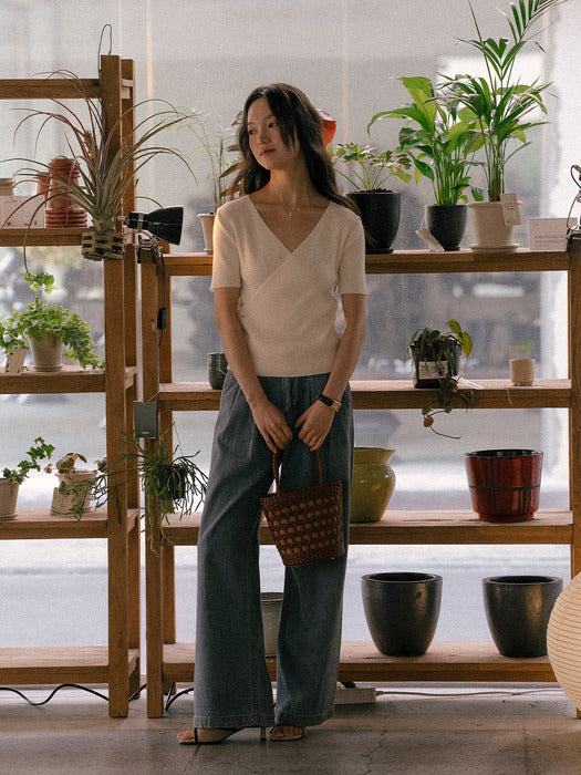 [TILLIDIE] Cozy wrap detail knit TISU01TN01_Ivory