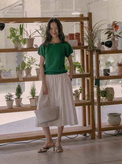 Honey sleeve neckline cotton knit TISU01TN05_Green