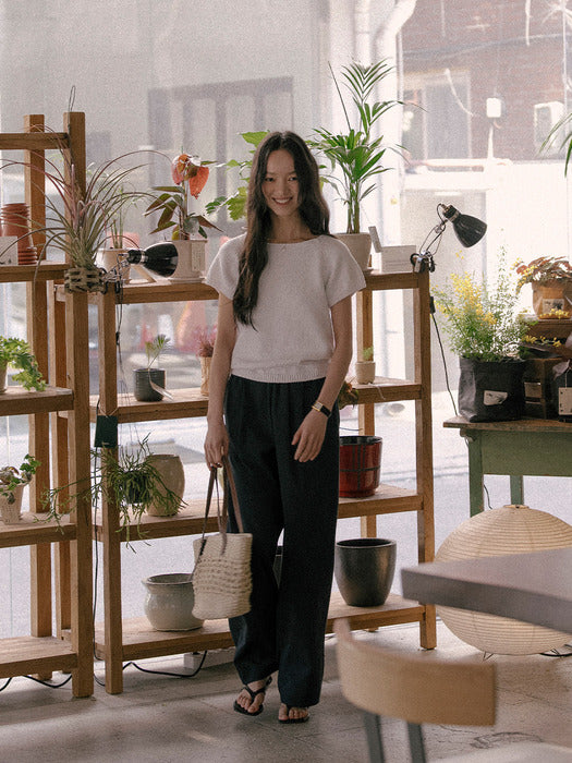 [TILLIDIE] Honey sleeve neckline cotton knit TISU01TN04_Ivory