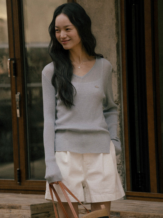 [TILLIDIE] V-neck knit TISU01SW05_Sky blue