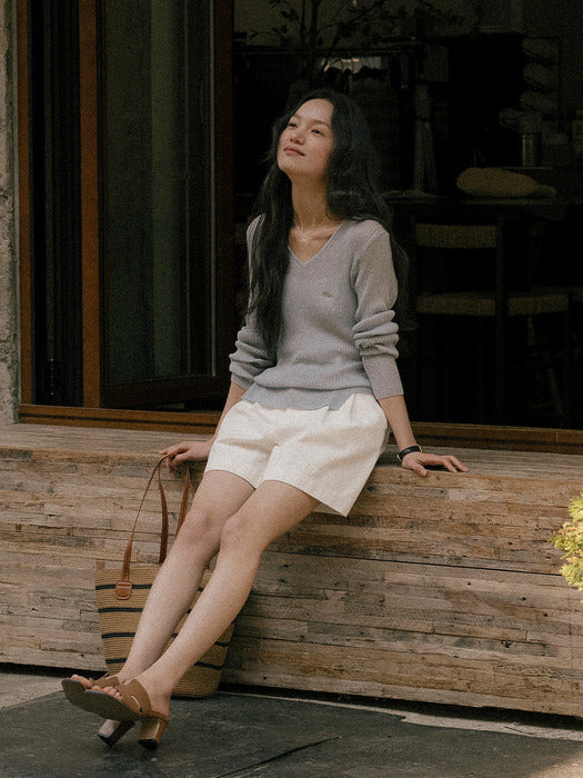 [TILLIDIE] V-neck knit TISU01SW05_Sky blue