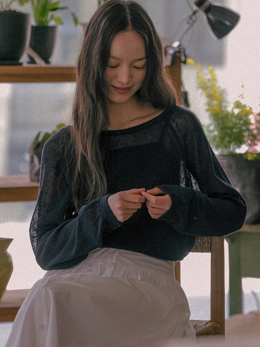 [TILLIDIE] Hazel linen blended knit TISU01SW03_Navy