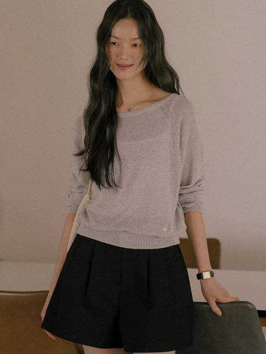 [TILLIDIE] Hazel linen blended knit TISU01SW02_Light gray