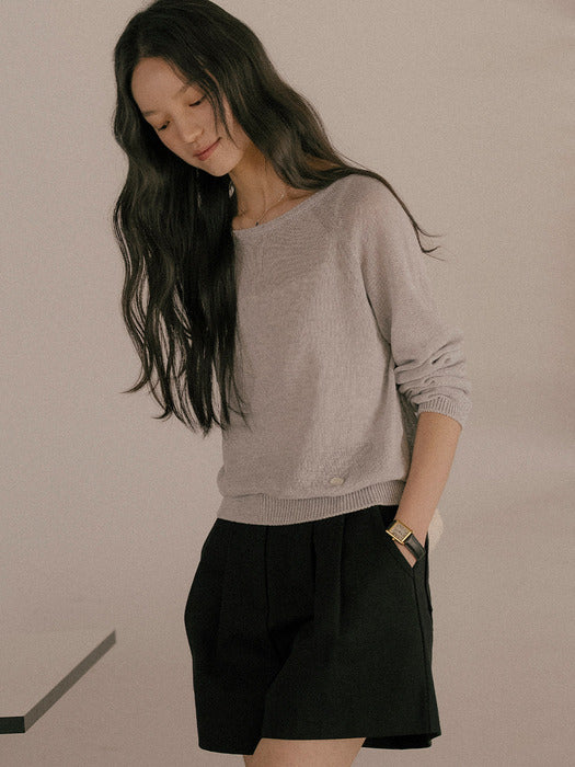 [TILLIDIE] Hazel linen blended knit TISU01SW02_Light gray